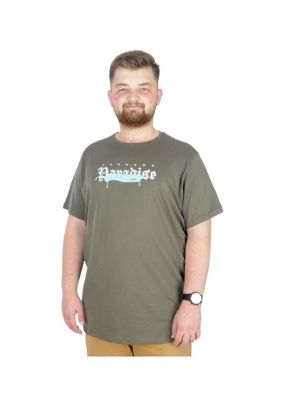Mode Xl Büyük Beden T-Shirt Bis Yaka Paradise 22199 Haki 001 Mode Xl Büyük Beden T-Shirt Bis Yaka Paradise 22199 Haki 001