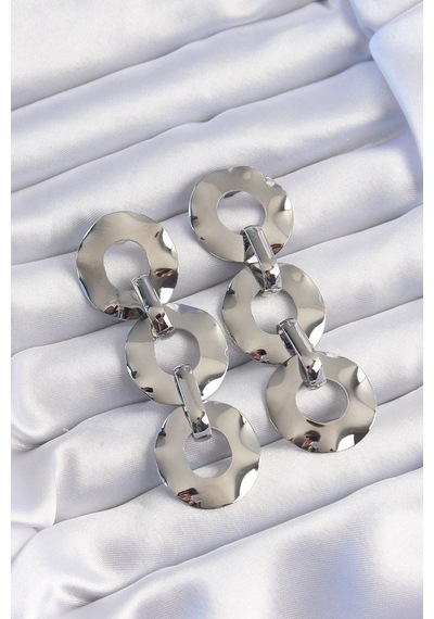 Pirinç Gümüş Renk Oval Ayna Model Sallantılı Küpe Eb-53-vice/ 1395 3038 Çok Renkli