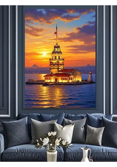 Ahşap Tablo Kız Kulesi Gün Batımı