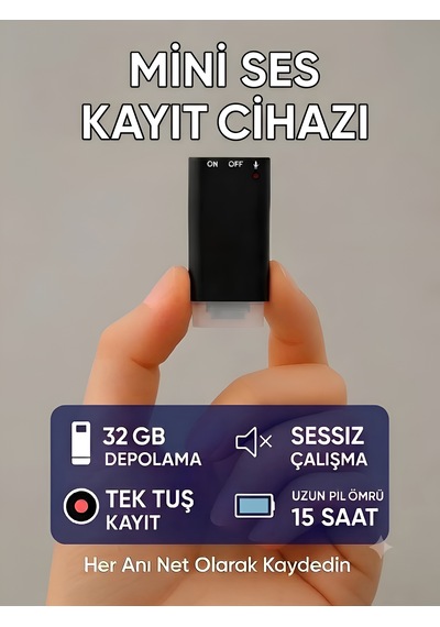 32 Gb Ekstra Slim Ses Kayıt Cihazı Usb Flash Bellek Mp3 Player Mini Müzik Çalar,özel Batarya 15 Saat Kayıt
