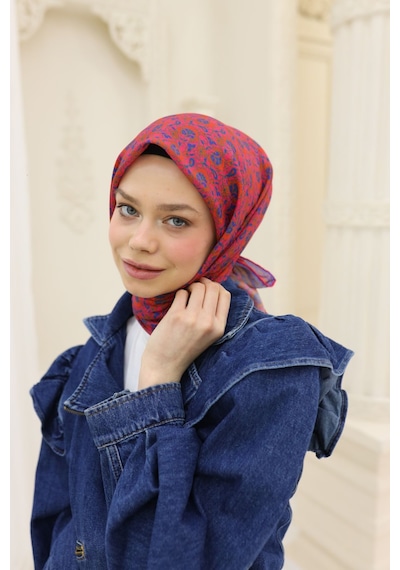 Silk Home Soft Eşarp 73077-10 Mor, Mercan, Parlak Turuncu