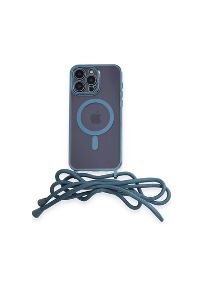 Newface Apple Uyumlu iPad iPhone 13 Pro Kılıf Divo Lazer Askılı Magsafe Kapak - Sierra Blue Siyah
