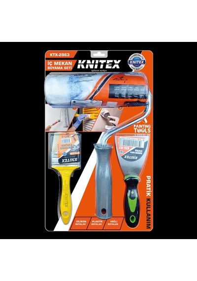 Jenerik 3 Parça Boyacı Seti - Spatula, Kestirme Fırça, 20 Cm Boya Rulo