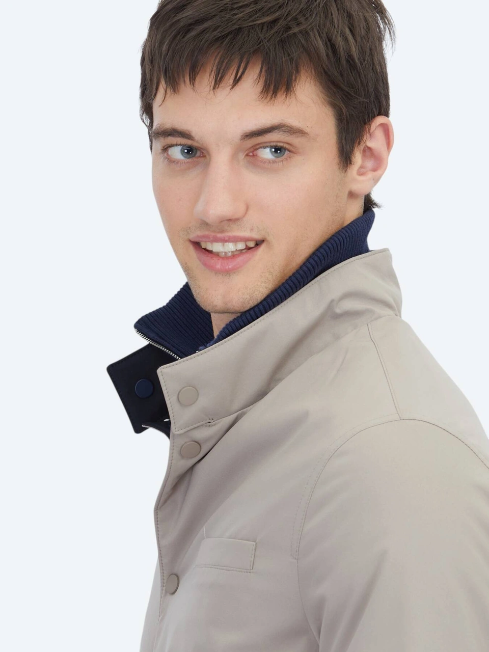 Kip Gri Regular Fit Hakim Yaka Casual Dokuma Çift Taraflı Pardesü Gri