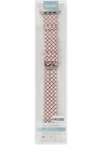 Tedar Apple Watch Uyumlu 38mm Karo Motif Kordon - Pembe Najmaddin
