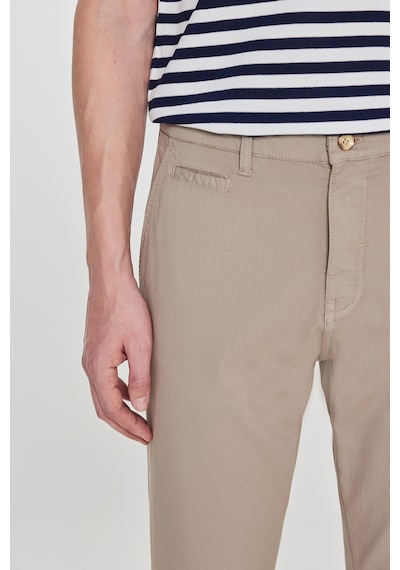 Premıum Altınyıldız Erkek Bej Pamuklu Slim Fit Dar Kesim Yan Cepli Armürlü Esnek Pantolon