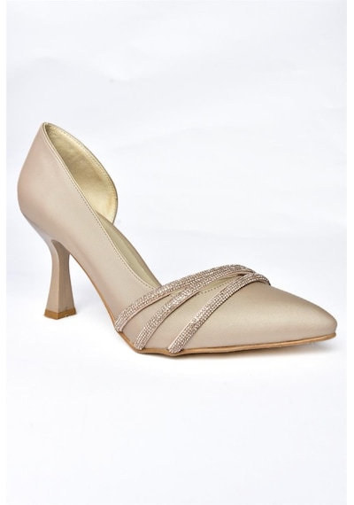 Fox Shoes P246068504 Ten Kumaş İnce Topuklu Kadın Ayakkabı Ten Rengi