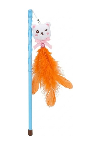 Peluş Figürlü Ve Turuncu Tüylü Kedi Oyun Oltası