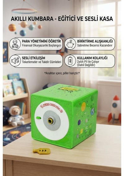 Konuşan Akıllı Kumbara - Eğitici Şifreli Ve Sesli Özel Anahtarlı Oyuncak Para Biriktirme Kasası