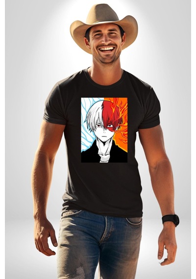 My Hero Academia Boku Anime Unisex Unisex Siyah Organik Baskılı T-shirt Penye Yüksek Kalite Siyah