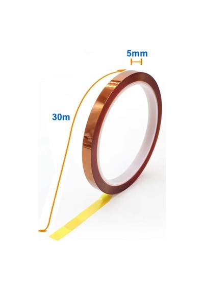 Kapton Bant 5mm X 30 Metre -73c/260c Termal Isıya Dayanıklı Güçlü Yalıtım Çizilme-yırtılmaya Direnç