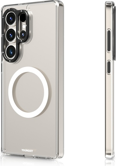 Galaxy Uyumlu S25 Ultra Kılıf Magsafe Şarj Özellikli Cam Arka Yüzey Tpu Youngkit Gemstone Kapak Şeffaf