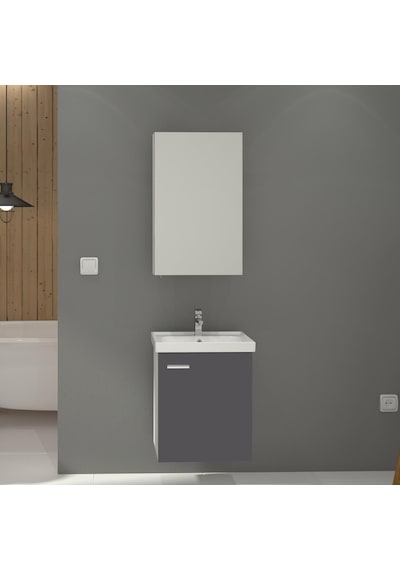 Denko Terra 50 Cm Mdf Antrasit Gri Banyo Dolabı Alt Modül, Lavabo Antrasit - Gri Denko Terra 50 Cm Mdf Antrasit Gri Banyo Dolabı Alt Modül, Lavabo Antrasit - Gri