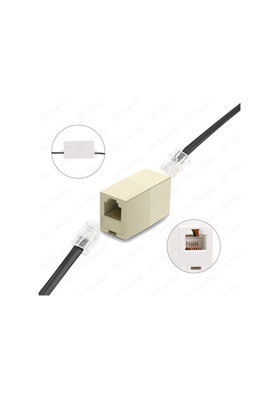 RJ11 6P4C Dişi Dişi Adaptör Telefon Kablosu Uzatma Aparatı
