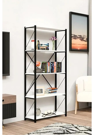 Tr 5 Raflı Kitaplık Metal Çerçeveli Modern Raf - Çalışma Odası, Ofis, Salon Kitaplığı Ve Evrak Rafı Diğer Tr 5 Raflı Kitaplık Metal Çerçeveli Modern Raf - Çalışma Odası, Ofis, Salon Kitaplığı Ve Evrak Rafı Diğer