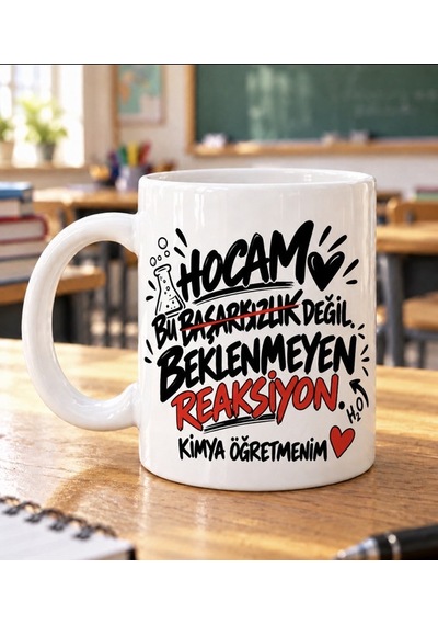 Kimya Öğretmeni Hediye Kupa- Öğretmenler Günü Özel Tasarım Beyaz