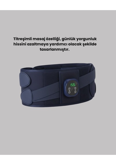 Titreşimli Masajlı Bel Kemeri Isıtmalı Destekli Antrasit