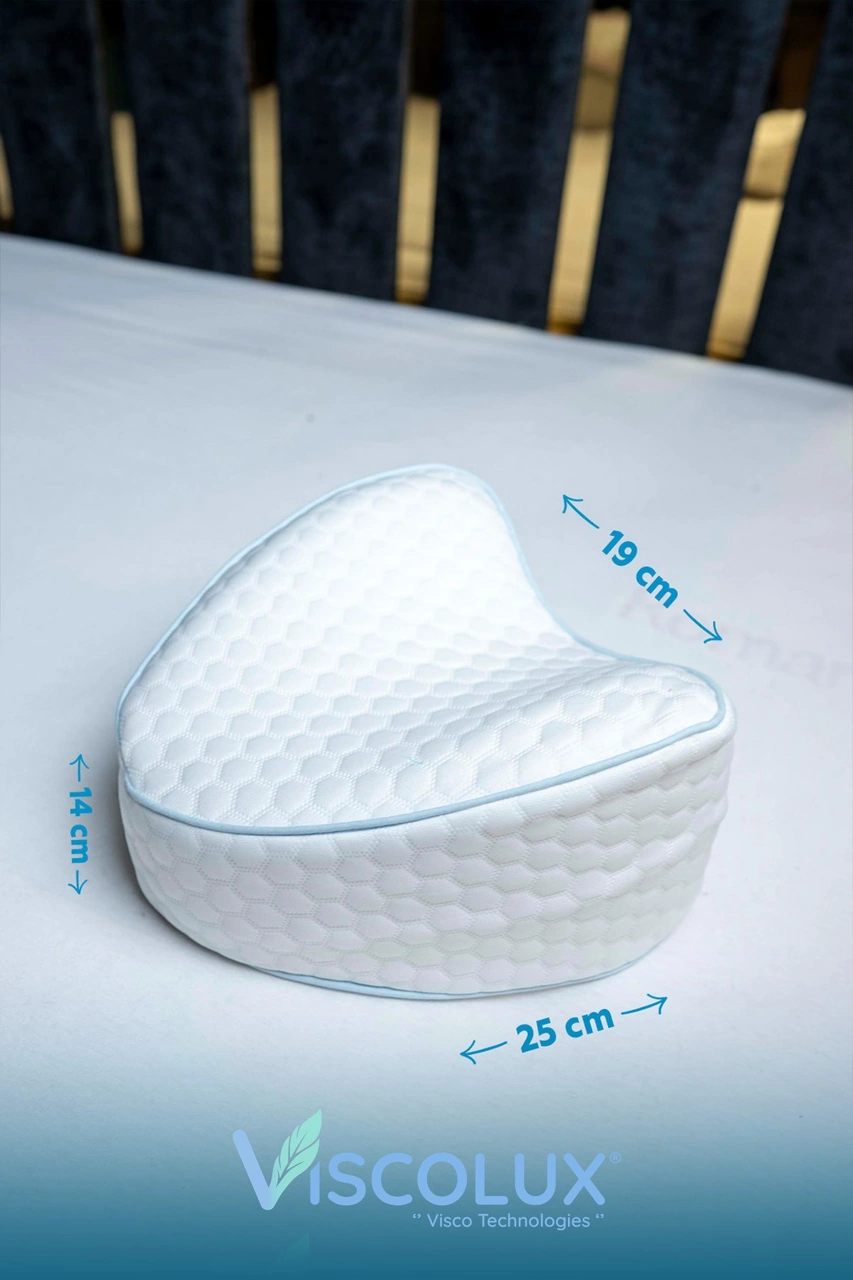 Diz Arası Ortopedik Yastık - V Model Diz Arası Yastık Visco Yastık 25x25x15 Mavi