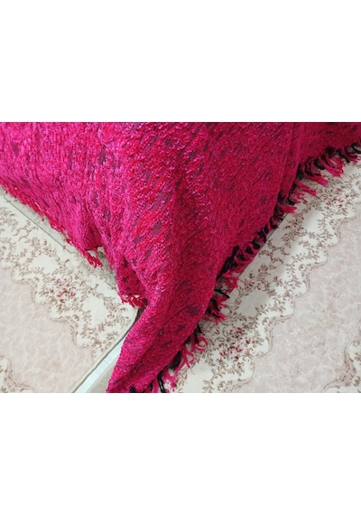 El Dokuma Akriilik İp Tek Kişilik Yatak Örtüsü 160x240 -fuşya Fuşya
