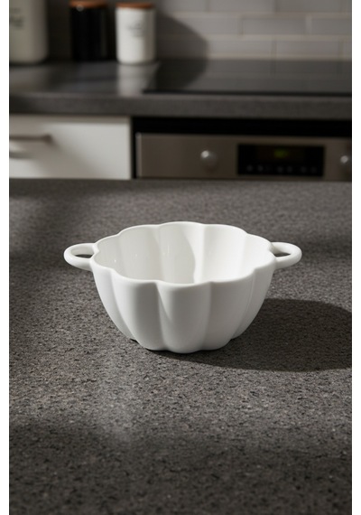 13 Cm Kulplu Porselen Kase 2 Kişilik Modern Ve Dekoratif Sofra Takımı Beyaz