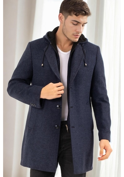 Plt8376 Dewberry Erkek Palto-desenli Lacivert-2 Desenli Lacivert-2
