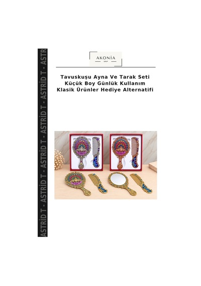 Tavuskuşu Ayna Ve Tarak Seti Küçük Boy Günlük Kullanım Klasik Ürünler Hediye Alternatifi Diğer