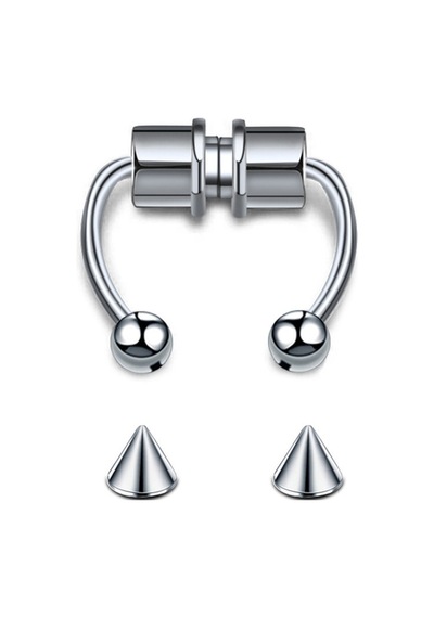Gümüş Renk Burun Ucu Mıknatıslı Septum Piercing Fake Deliksiz Küpe