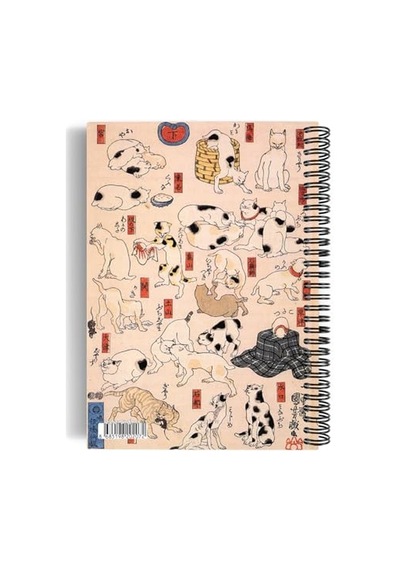 Utagawa Kuniyoshi/cats Of The Tokaido,1850 Spiralli Defter 07 A5 Çizgisiz 100 Sayfa Sanat