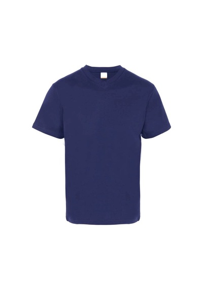 Kant Penye Kumaş V Yaka Kısa Kollu Tshirt Lacivert Çok Renkli