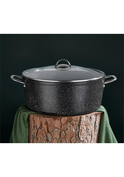 Oms Gastro Granit Derin Tencere 32cm 3113 Siyah