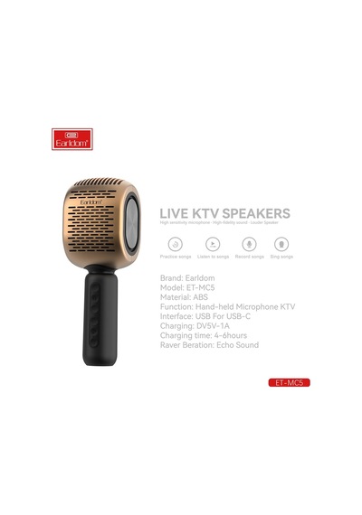 Earldom Mc5 Karaoke Mikrofon - Gold M414