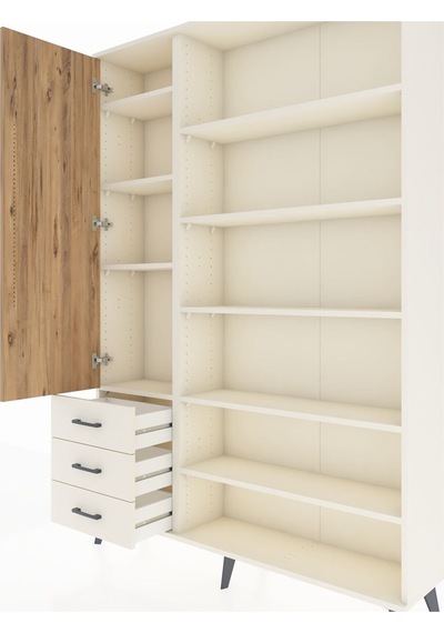 Arges Dolap 9 Raflı 3 Çekmeceli 3 Kapaklı 132x30x195 Aytaşı-ç... Aytaşı