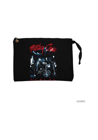 Zepplin Giyim Mötley Crüe Girls Siyah Clutch Astarlı Cüzdan / El Çantası Siyah