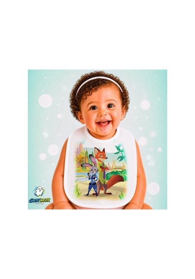 Zootropolis Keten Bebek Mama Önlüğü Yumuşak - Emici - Yıkanabilir - Özel Tasarım P211 Çok Renkli
