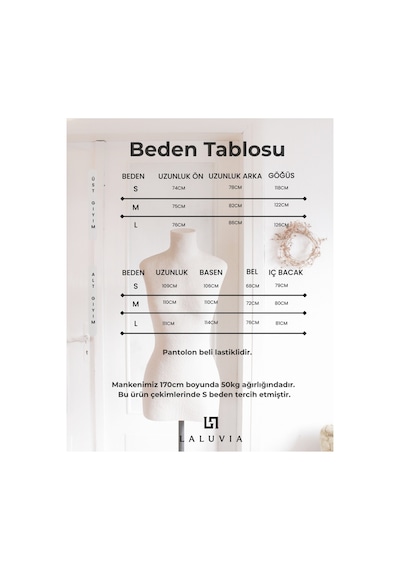 Laluvia Haki Tensel Gömlek Bluz Pantolon Takım - 2y7310