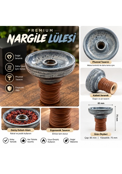 Premium Phunnel Seramik Nargile Lülesi Geniş Hazneli Isıya Dayanıklı