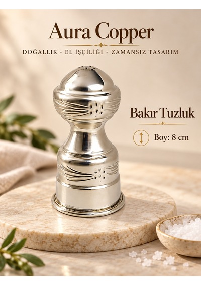 Aura Copper El İşlemeli Bakır Tuzluk Dekoratif Sofra Tuzluğu Ve Baharatlık Ac-tz-004