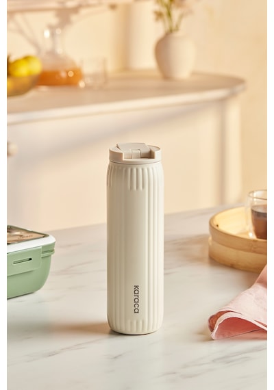 Karaca Rimo Sızdırmaz Çelik Termos 600 Ml Krem Krem