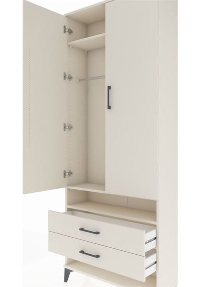 Arges Dolap 3 Raflı 2 Çekmeceli Tek Askılı 88x30x221 Aytaşı-a... Aytaşı