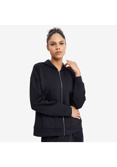 Lescon Siyah Kadın Fermuarlı Kapüşonlu Sweatshirt 26n-2134