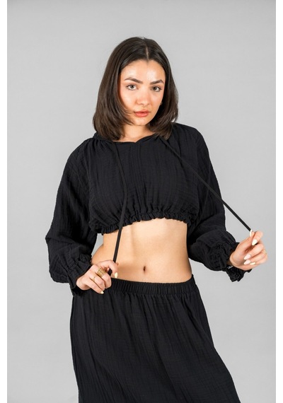 Reglan Kol Crop Siyah
