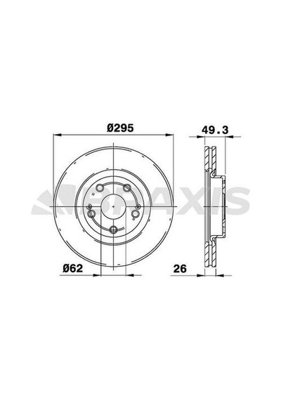 Braxis Ae0140 Ön Fren Diski Aynası Havalı Toyota Avensis D4d 2003-2008 Corolla Verso 04-auris 2.0 D4d 07- Merkezleme Capı 62 295x4 435120f010