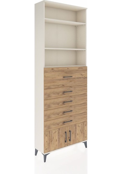 Arges Dolap 3 Raflı 5 Çekmeceli 2 Kapaklı 88x30x243 Aytaşı-çam Aytaşı