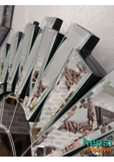 Güneş Silver Black Gümüş Siyah 85 Cm Dekoratif Aynalı Duvar Saati