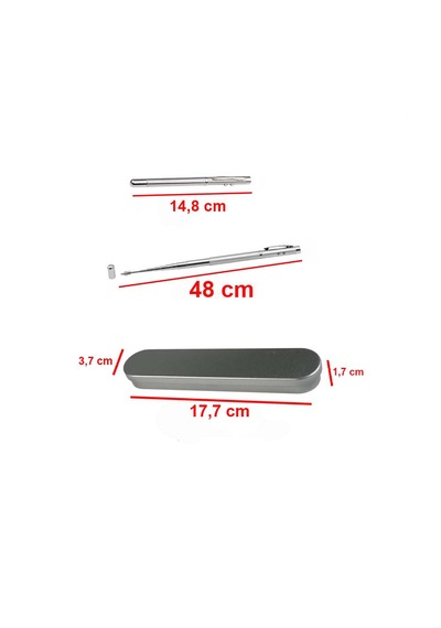 Metal Kutulu Kırmızı Lazerli, Led Işıklı Pointer Kalemi Rehber İşaretçi Uzayan Metal Tükenmez Kalem Gümüş