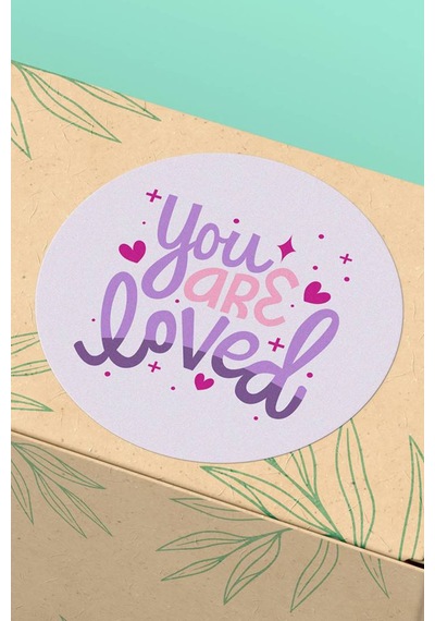You Are Loved Mor Pembe Sticker 3x3cm St2220 Çok Renkli