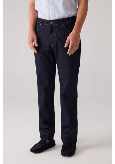 Ysf Erkek Lacivert Likralı Pamuklu Regular Fit Jean Kot Pantolon