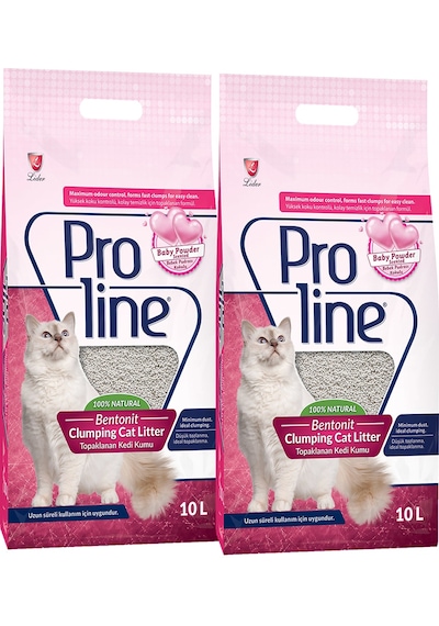 Proline Bebek Pudralı Kalın Taneli Topaklaşan Bentonit Kedi Kumu 2 x 10 L