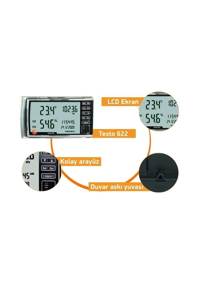 Testo 622 Nem Sıcaklık Ve Basınç Ölçer Alarmlı