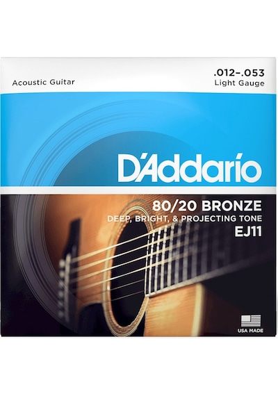 D'addario Ej11 80/20 Bronze Acoustic Guitar Strings. Light. 12-53 D'addario Ej11 80/20 Bronze Acoustic Guitar Strings. Light. 12-53